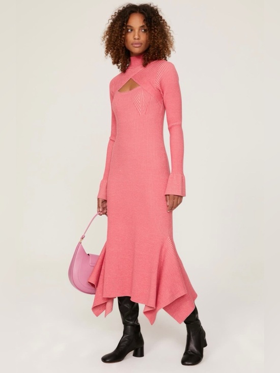 3.1 Phillip Lim Dresses & Skirts - 3.1 Phillip Lim~Coral Pink Ribbed Cross Front Midi Dress~Size Medium~$850~